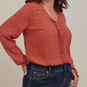 Torrid Polka Dot Georgette Blouse - Rust Size 0
